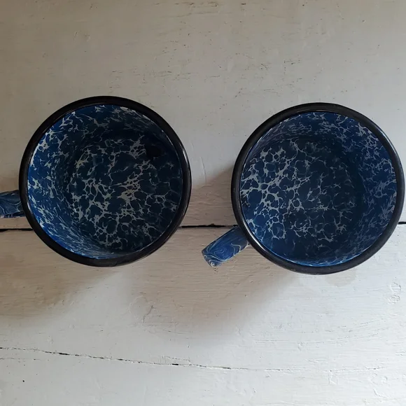 Blue and White Enamel Mugs - Picture 3 of 3
